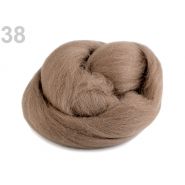 Fésült újzélandi merinó gyapjú nemezeléshez, 20g - világos barna, 38