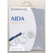 Butika.hu hobby webáruház - Zweigart Aida precut hímző vászon 6,4/cm, ajándék ABC mintával, kék, 3251/550