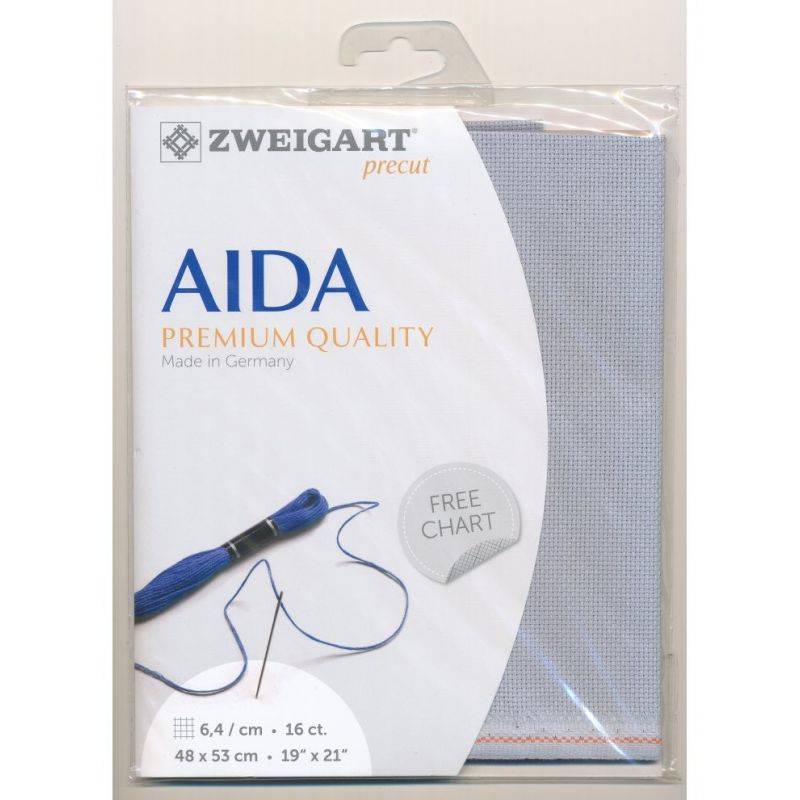 Butika.hu hobby webáruház - Zweigart Aida precut hímző vászon 6,4/cm, ajándék ABC mintával, kék, 3251/550