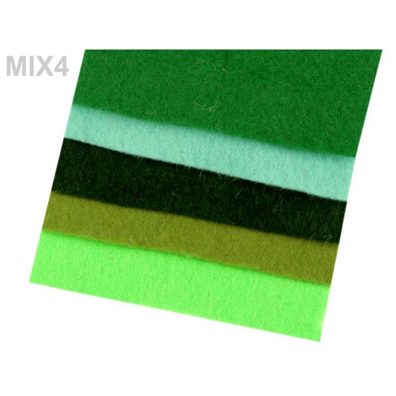 Butika.hu hobby webáruház - Dekor poliészter filc készlet, 10x46cm, 1mm, 790094 - zöldes színek