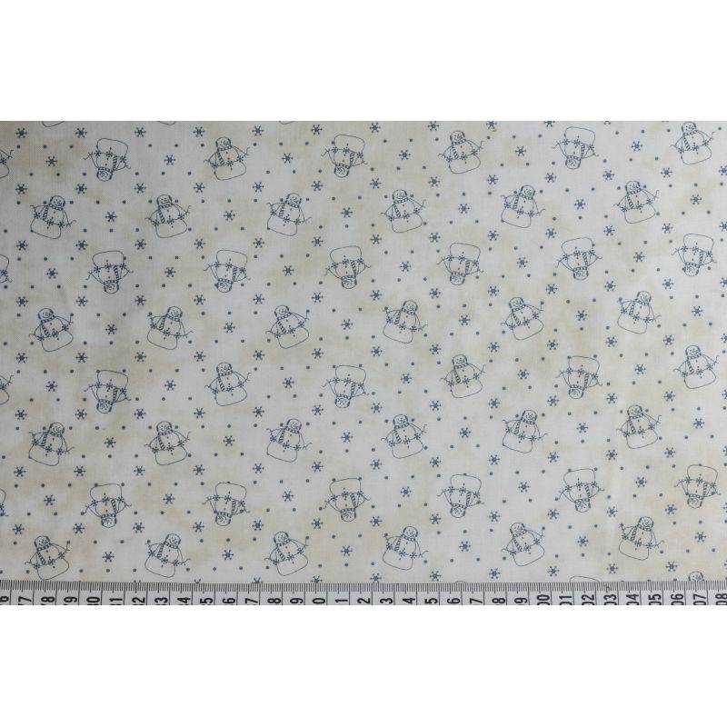 Butika.hu hobby webáruház - Karácsonyi mintás patchwork pamutvászon, 110cm/0,5m - Snowman Gatherings, Moda Fabrics, RH248