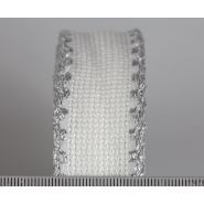 Butika.hu hobby webáruház - Zweigart Aida hímezhető kongré szalag, 20mm, fehér, ezüst szélekkel, 7002/171