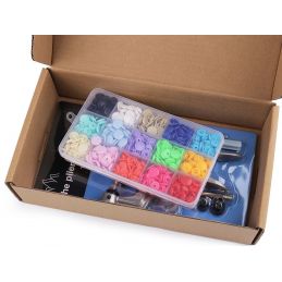 Butika.hu hobby webáruház - 300 pár színes műanyag patent, patentozó fogóval, 840178