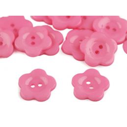 Műanyag dekor gomb, virág, 22mm, 10 db, 120320, rózsaszín