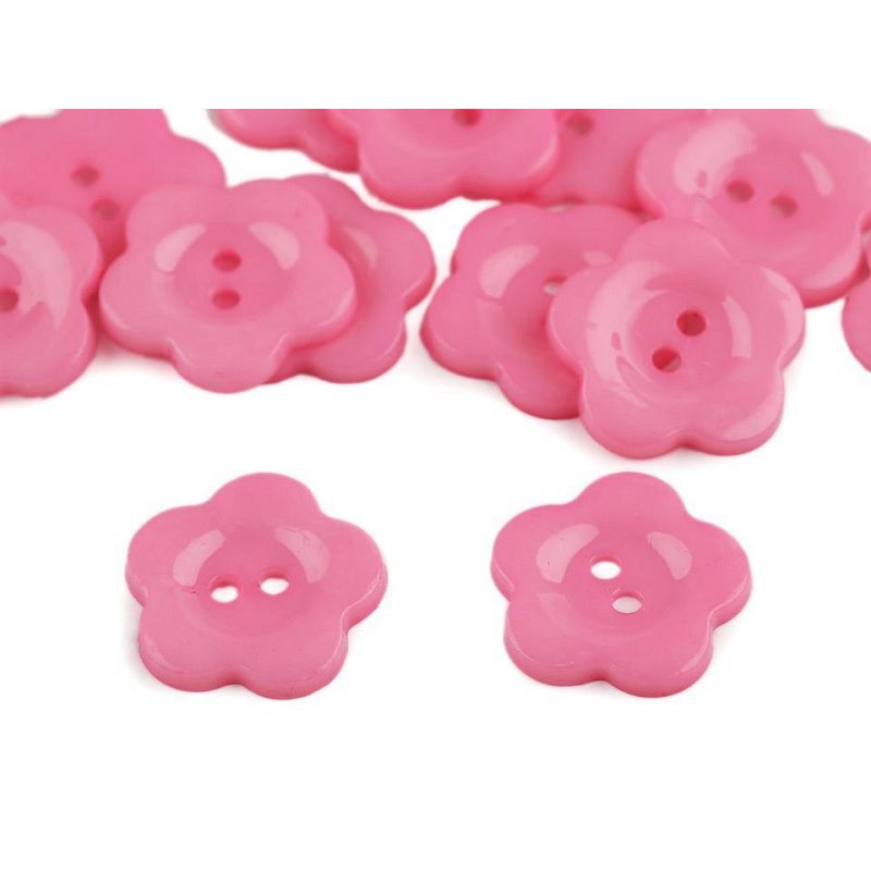 Butika.hu hobby webáruház - Műanyag dekor gomb, virág, 22mm, 10 db, 120320, rózsaszín
