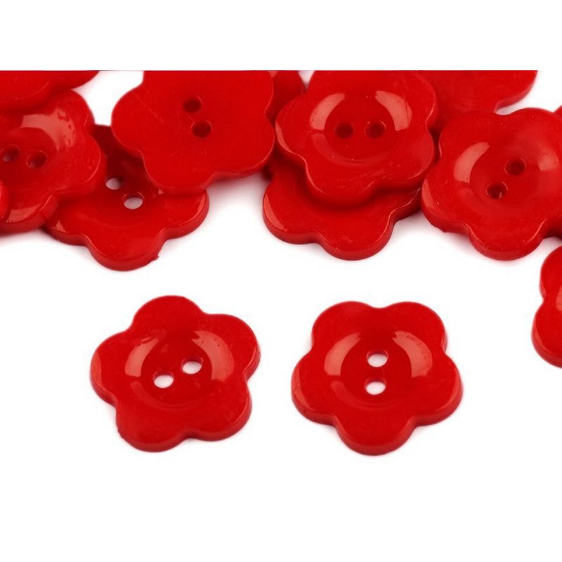 Butika.hu hobby webáruház - Műanyag dekor gomb, virág, 22mm, 10 db, 120320, piros