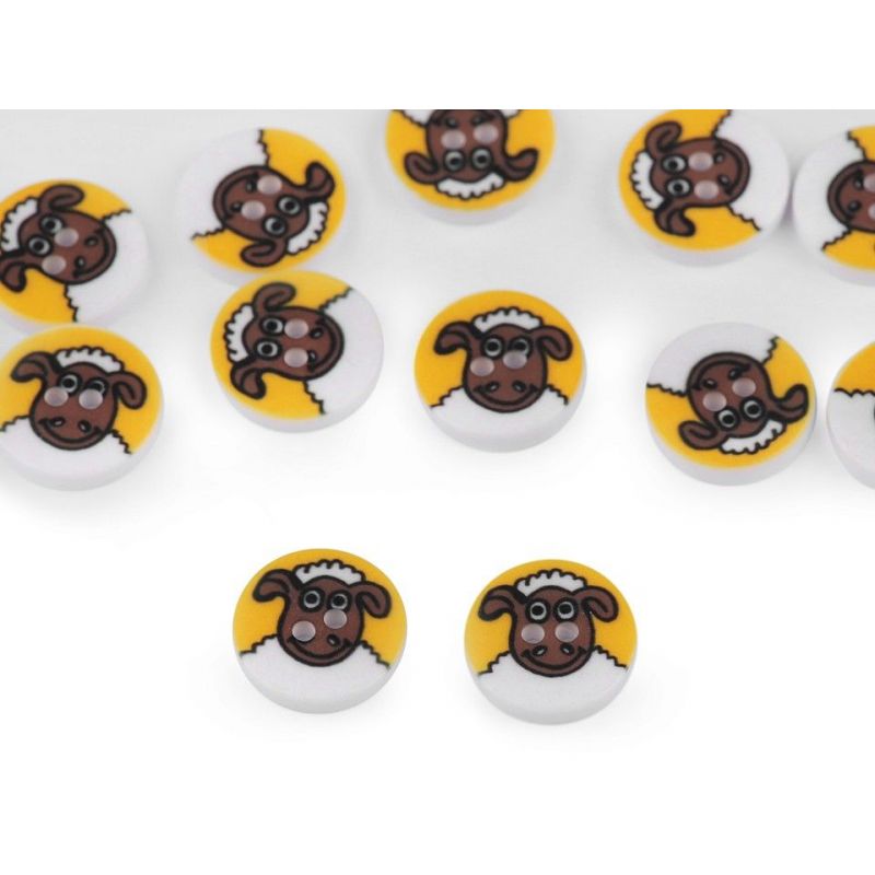 Butika.hu hobby webáruház - Műanyag dekor gomb gyerekeknek, bárány, 13mm, 5db, 120569, sárga