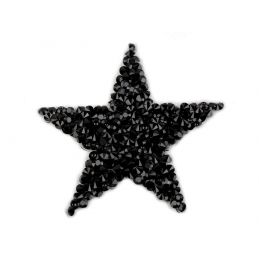 Felvasalható folt csiszolt kövecskékkel, csillag, 60mm, 390447, fekete