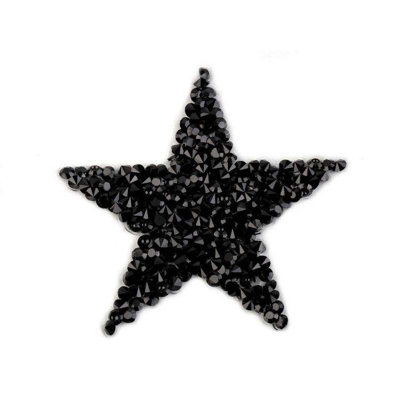 Butika.hu hobby webáruház - Felvasalható folt csiszolt kövecskékkel, csillag, 60mm, 390447, fekete