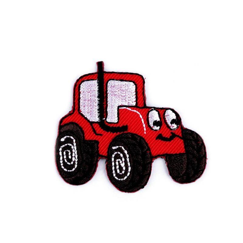 Butika.hu hobby webáruház - Felvasalható folt, hímzett, ruhadísz, traktor, 40mm, 390544, piros