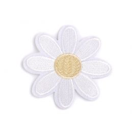Butika.hu hobby webáruház - Felvasalható folt, hímzett, ruhadísz, virág, 83mm, 390664, fehér
