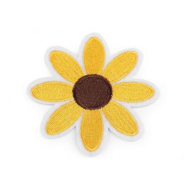 Butika.hu hobby webáruház - Felvasalható folt, hímzett, ruhadísz, virág, 83mm, 390664, sárga