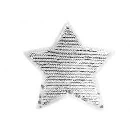 Butika.hu hobby webáruház - Felvasalható folt, kétoldalú flitteres, csillag, 170x170mm, 390987, ezüst-fekete