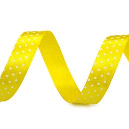 Butika.hu hobby webáruház - Szatén dekor szalag, pöttyös, 15mm, 3m, 430594, sárga