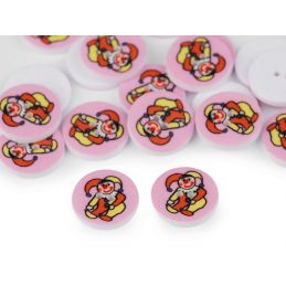 Butika.hu hobby webáruház - Műanyag dekor gomb gyerekeknek, bohóc, 15mm, 5db, 120577, rózsaszín