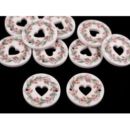 Butika.hu hobby webáruház - Műanyag dekor gomb, szívecske kivágással, 25mm, 2db, 830467, rózsaszín