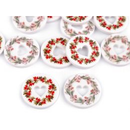 Butika.hu hobby webáruház - Műanyag dekor gomb, szívecske kivágással, 25mm, 2db, 830467, piros