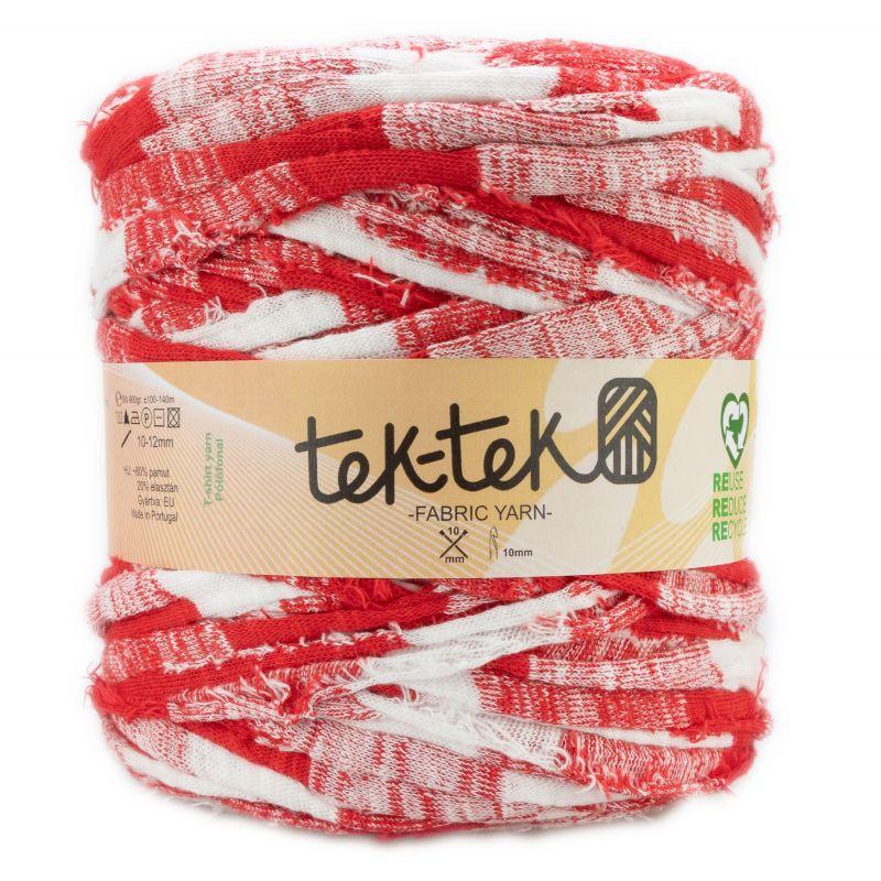 Butika.hu hobby webáruház - Tek-Tek pamut pólófonal, nagy gombolyag, piros-fehér mix, Tek-150