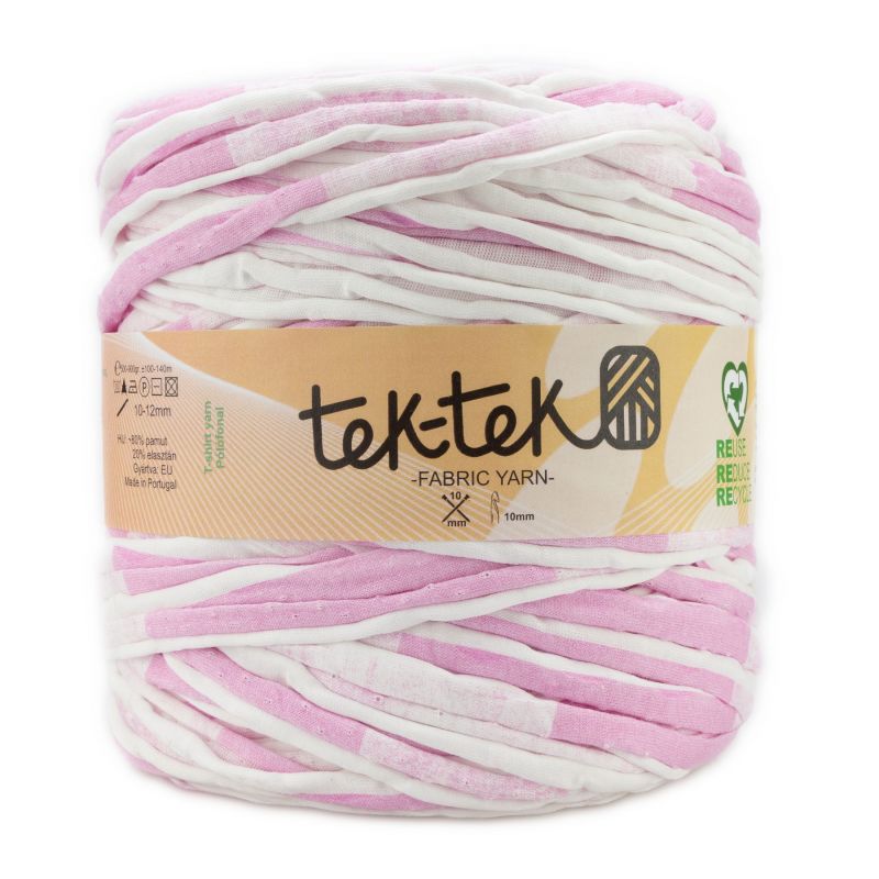 Butika.hu hobby webáruház - Tek-Tek pamut pólófonal, nagy gombolyag, rózsaszín-fehér mix, Tek-151