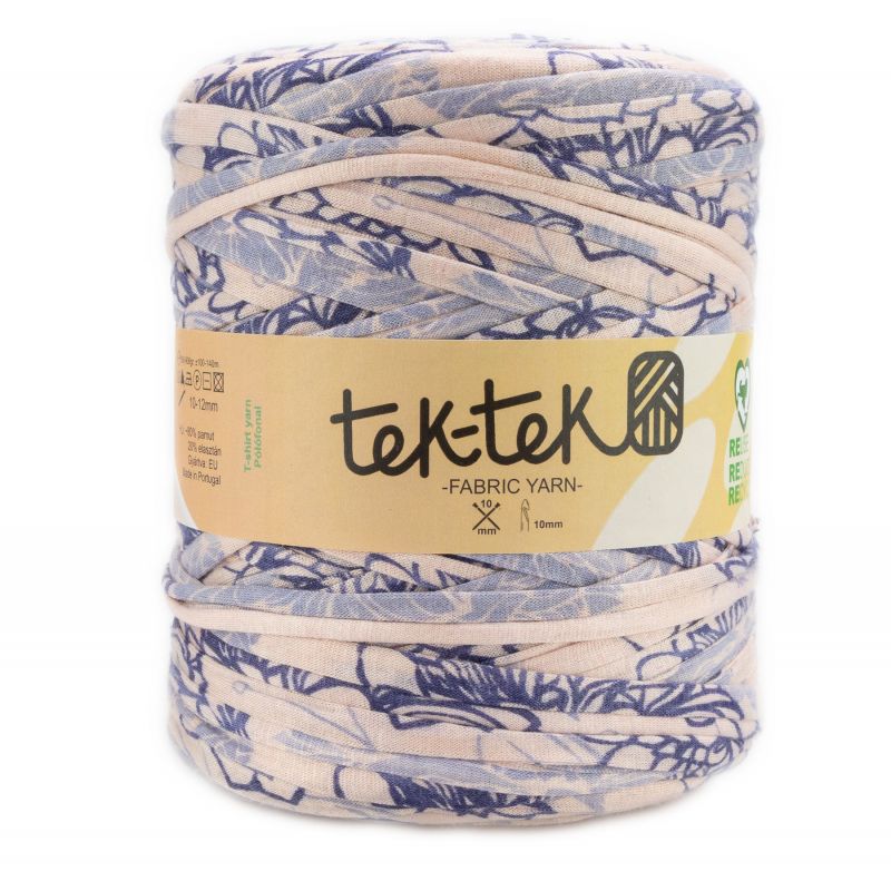 Butika.hu hobby webáruház - Tek-Tek pamut pólófonal, nagy gombolyag, kék rózsaszín mintás, Tek-155
