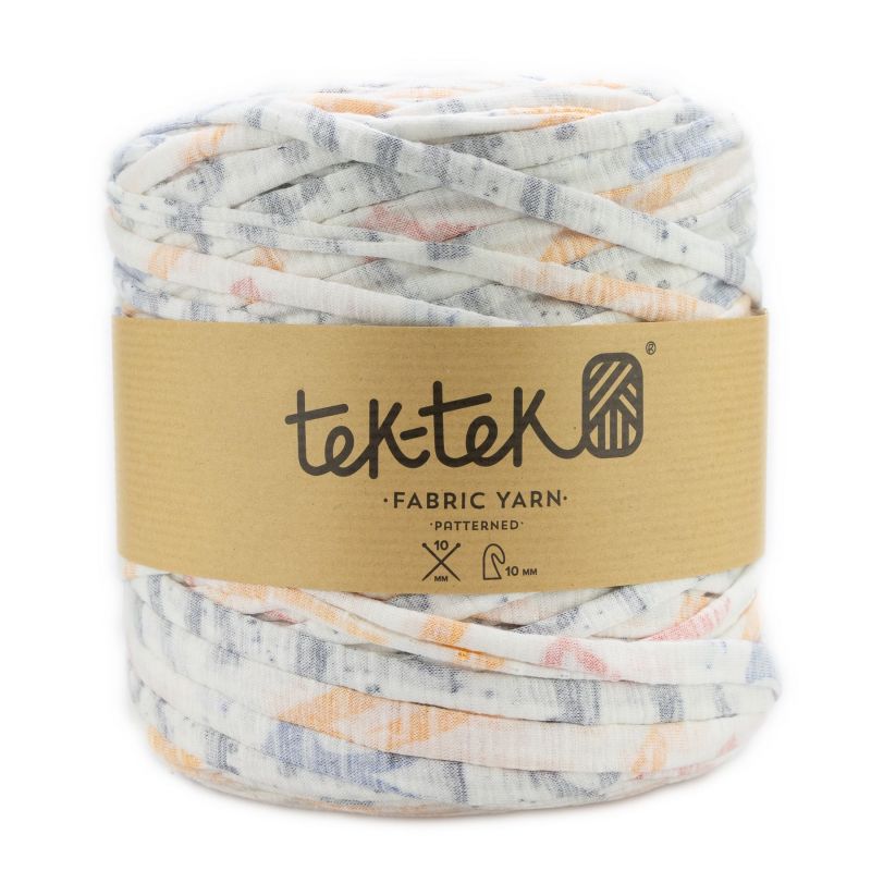 Butika.hu hobby webáruház - Tek-Tek pamut pólófonal, nagy gombolyag, fehér-színes mintás, Tek-156
