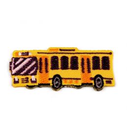 Butika.hu hobby webáruház - Felvasalható folt, hímzett, ruhadísz, sárga busz, 22x50mm, 400167