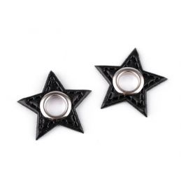 Butika.hu hobby webáruház - Zsinórkivezető műbőr csillag ringlivel, 30mm, 840488, 4db, fekete