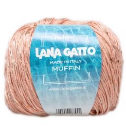 Lana Gatto Muffin kötőfonal flitterekkel, pamut és újrahasznosított poliészter, 50g, 9601, Salmone