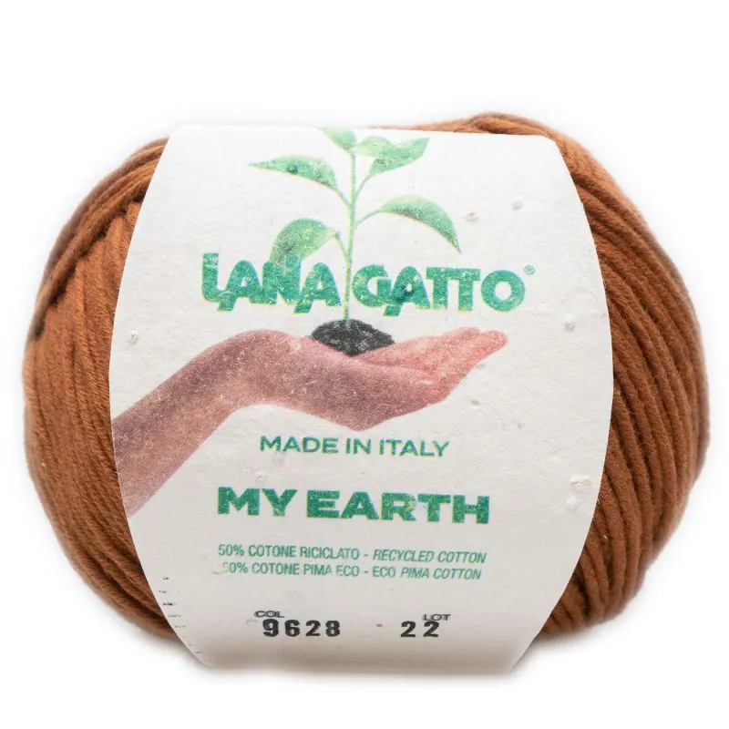 Butika.hu hobby webáruház - Lana Gatto My Earth kötő/horgoló fonal, újrahasznosított Pima pamut, 50g, 9628, Terra Bruciata