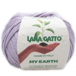 Lana Gatto My Earth kötő/horgoló fonal, újrahasznosított Pima pamut, 50g, 9635, Lilla