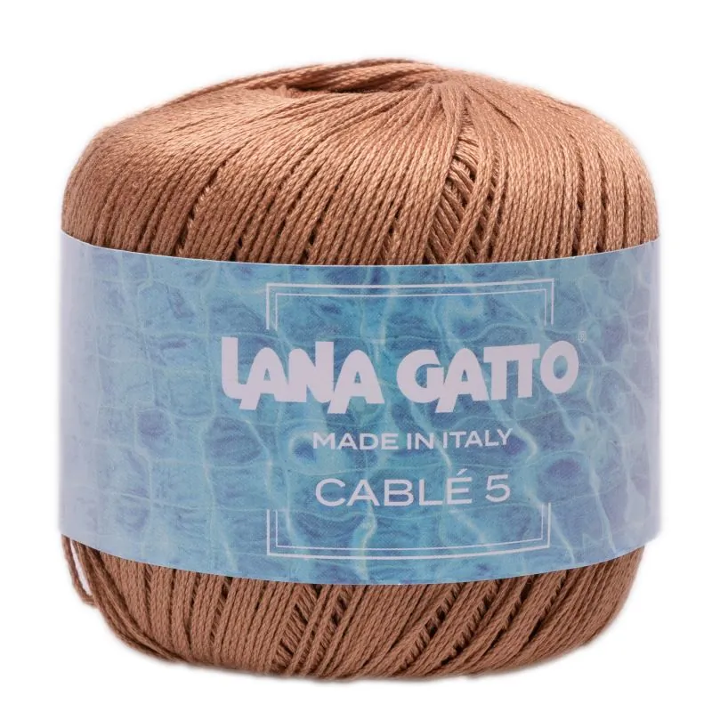 Butika.hu hobby webáruház - Lana Gatto Cable5 horgolófonal, egyiptomi Mako pamut, 50g, 9662, Camello