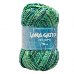 Lana Gatto Milo színátmenetes kötő/horgoló fonal, 100% mercerizált pamut, 50g, 9537, Verde Mix