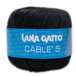 Lana Gatto Cable5 kötő/horgoló fonal, egyiptomi Mako pamut, 50g, 6574, Nero