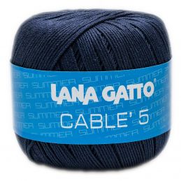Lana Gatto Cable5 kötő/horgoló fonal, egyiptomi Mako pamut, 50g, 6594, Blu