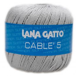 Lana Gatto Cable5 kötő/horgoló fonal, egyiptomi Mako pamut, 50g, 7823, Grigio Perla