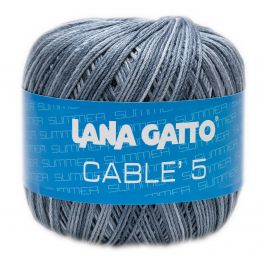 Lana Gatto Cable5 kötő/horgoló fonal, egyiptomi Mako pamut, 50g, 7851- szürke színátmenetes
