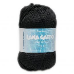 Lana Gatto Milo kötő/horgoló fonal, 100% mercerizált pamut, 50g, 8708, Nero, fekete