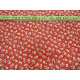 Butika.hu hobby webáruház - Pici virágok sötétnarancssárga alapon, patchwork pamutvászon, 140cm/0,5m,