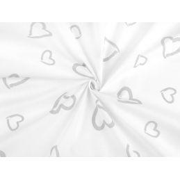 Butika.hu hobby webáruház - Fehér alapon szürke szívecskés anyag patchwork pamutvászon, 160cm/0,5m