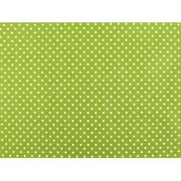 Butika.hu hobby webáruház - Zöld alapon 2mm-es fehér pöttyös anyag patchwork pamutvászon, 140cm/0,5m