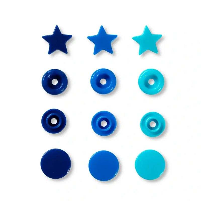 Butika.hu hobby webáruház - Prym Love, 30pár kék árnyalatokban, kör és csillag alakú, műanyag patent, 393060