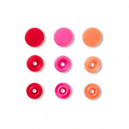 Prym Love, 30pár barack, rózsaszín és piros színű, kör alakú, műanyag patent, 393002