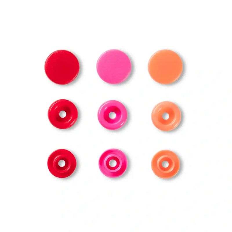 Butika.hu hobby webáruház - Prym Love, 30pár barack, rózsaszín és piros színű, kör alakú, műanyag patent, 393002