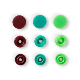 Butika.hu hobby webáruház - Prym Love, 30pár barna, zöld és világoszöld színű, kör alakú, műanyag patent, 393005