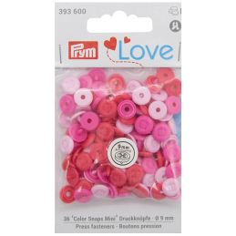 Butika.hu hobby webáruház - Prym Love, 36pár rózsaszín, kör alakú, gomb mintájú műanyag patent, 393600