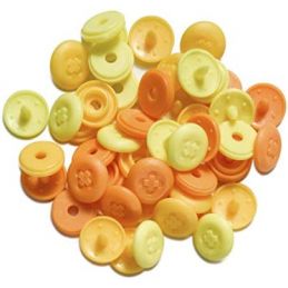 Butika.hu hobby webáruház - Prym Love, 36pár sárga és narancssárga, kör alakú, gomb mintájú műanyag patent, 393602