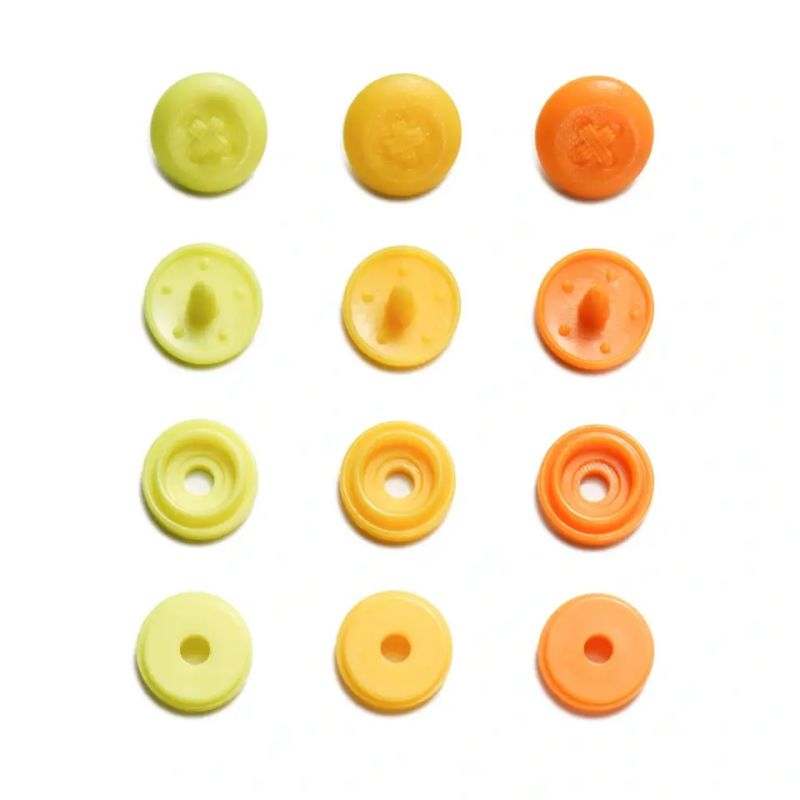 Butika.hu hobby webáruház - Prym Love, 36pár sárga és narancssárga, kör alakú, gomb mintájú műanyag patent, 393602