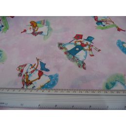 Butika.hu hobby webáruház - Rózsaszín alapon hóember mintás anyag, patchwork pamutvászon, 140cm/0,5m