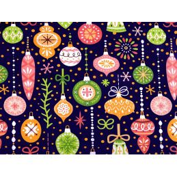 Butika.hu hobby webáruház - Karácsonyi anyag, karácsonyfadíszekkel, patchwork pamutvászon, 160cm/0,5m