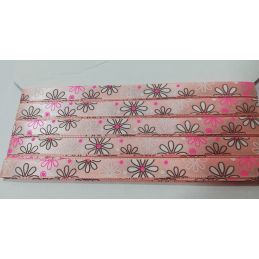 Butika.hu hobby webáruház - Dekor szatén szalag, virágokkal, rózsaszín, 10mm, 5m, 430392-1
